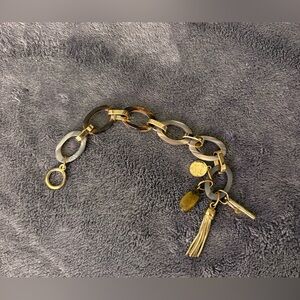 Boho Bracelet Gold and Brown Chain Link with tigers eye stone gold aspects